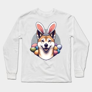 Portuguese Podengo Celebrates Easter with Bunny Ears Long Sleeve T-Shirt